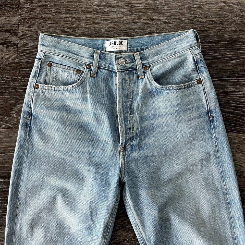 AGOLDE Riley High Rise Straight Leg Crop Shatter Wash Jeans Size 26 Distressed - Picture 7 of 16